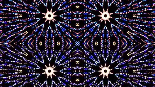 Abstract Kaleidoscope Pattern with Glowing Light Particle Effects Loop