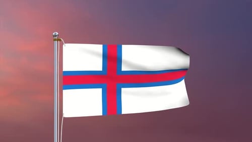 Realistic Faroe Islands Flag Waving in 3D Animation