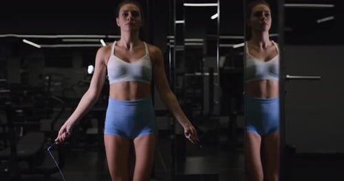 Slow Motion Woman Make Jumping Rope