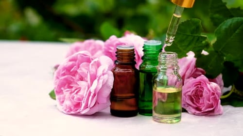 Tea Rose Essential Oil in a Small Bottle