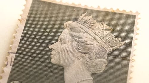 Queen's Profile on Postage Stamp Extreme Close Up