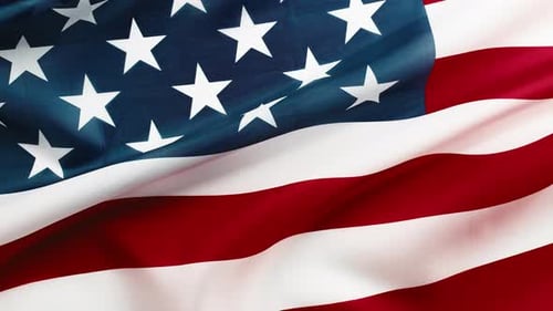 Waving United States of America Flag Close Up