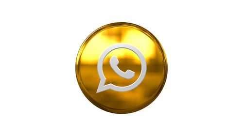 Golden 3D WhatsApp Logo Spinning Animation