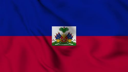 Haiti Flag Waving with Realistic Fabric Motion