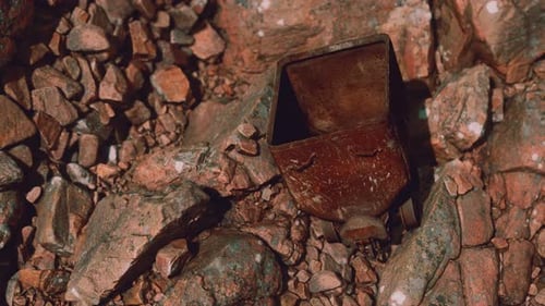 Verlassene Rusty Mine Cart auf Felsen