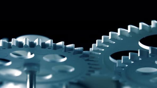 Rotating Metal Gears in Macro Shot