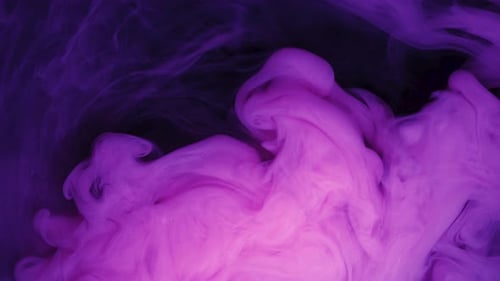 Abstract Purple Ink Swirls in Dark Liquid