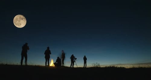 Amis adultes observant les étoiles ensemble la nuit