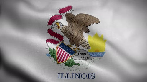 Realistic Waving Illinois State Flag Loopable Background