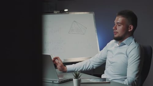 Young Adult Explaining Trigonometry During Video Call