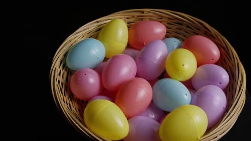 Basket Full of Pastel Easter Eggs