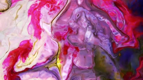 Swirling Abstract Paint Motion, Pink, Purple, and Yellow