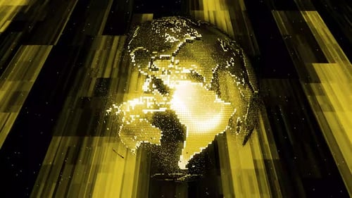 Digital Earth Globe Rotating with Global Network Technology Animation