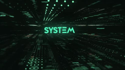 Futuristic Digital System Text Reveal in Data Stream