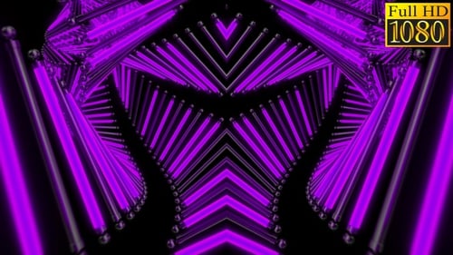 Dynamic Purple Neon Geometric Tunnel Loop Background