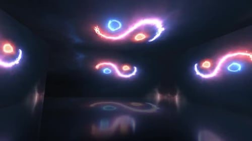 Abstract Glowing Yin Yang Neon Symbols Background Animation