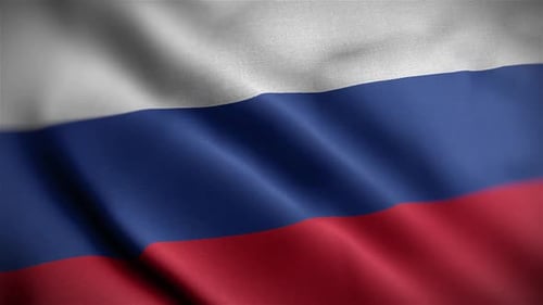 Realistic Waving Flag of Russia Seamless Loop Animation