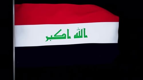 Realistic Iraqi National Flag Waving Animation