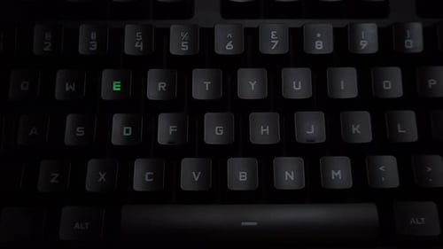 Keyboard Keys Light Up With Green Light