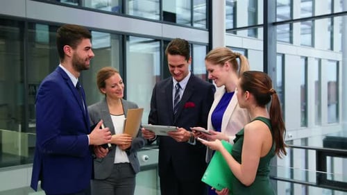 Business Team Meeting in a Modern Office Building