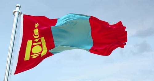 Mongolia Flag Waving in Realistic Wind Animation