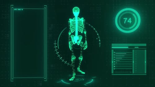 Futuristic Human Skeleton Medical Data UI Display