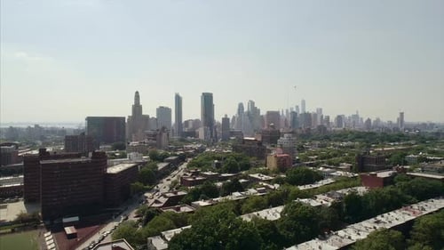 Aerial Footage of Brooklyn Heights, NYC With Manhattan Skyline