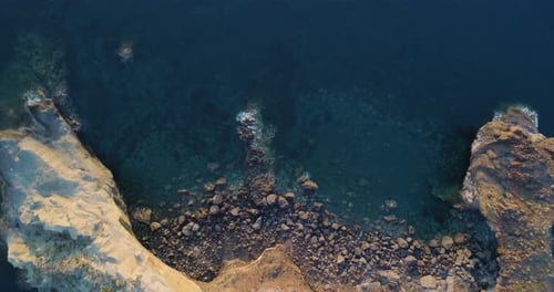 Aerial View of Natural and Wild Coast in Sicily in Summer