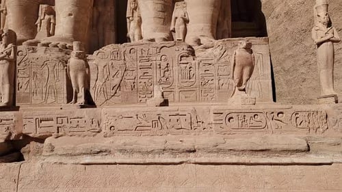 Aswan, Egypt : Great Abu Simbel temple of Pharaoh Ramses II in southern Egypt in Nubia next to Lake