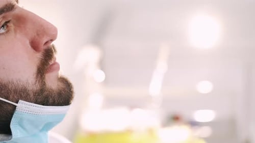 Close Up of Man Getting Nasal Swab Test