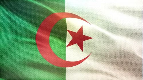 Waving Flag of Algeria with Fabric Texture