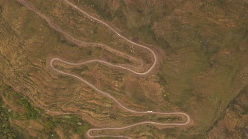 Winding Mountain Road Aerial View