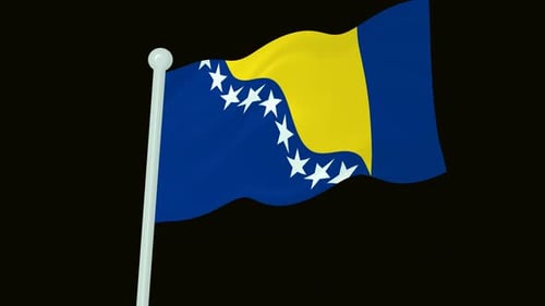 Animated Flag of Bosnia and Herzegovina Waving Seamless Loop