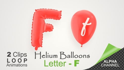 Floating Red Balloon Letter F and f Animation