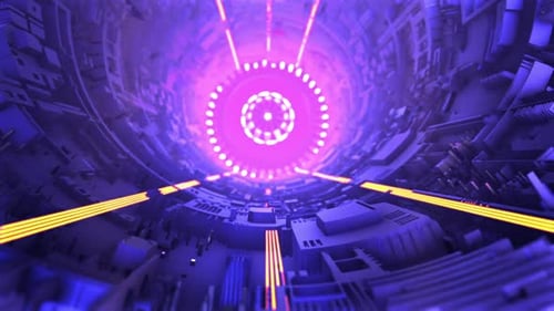 Futuristic Sci-Fi Tunnel with Neon Glowing Lights Background