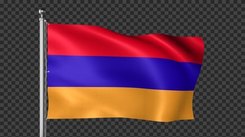 Realistic Waving Flag of Armenia on Transparent Background