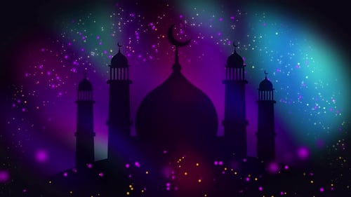 Sparkling Mosque Silhouette for Ramadan and Islamic Events