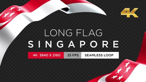 Waving Singapore Flag with Alpha Channel for Lower Thirds