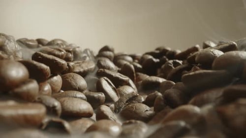Close Up of Steaming Brown Coffee Beans