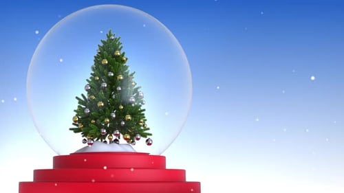 Animated Christmas Tree Snow Globe with Falling Snow