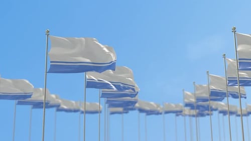 Clean Corporate Flags Waving Background Loop