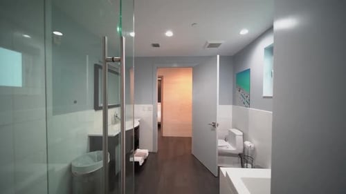 Sleek Modern Bathroom Interior with Glass Shower