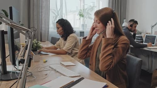 Call Center Operators Working in Office
