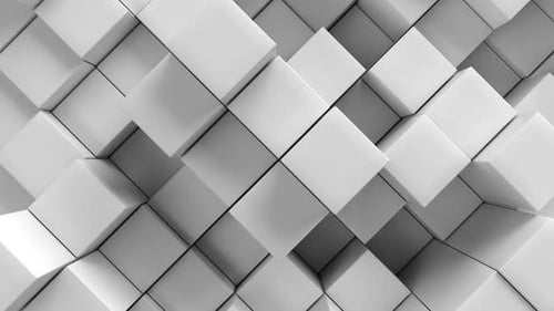 Dynamic Abstract 3D White Cubes Moving Background Animation