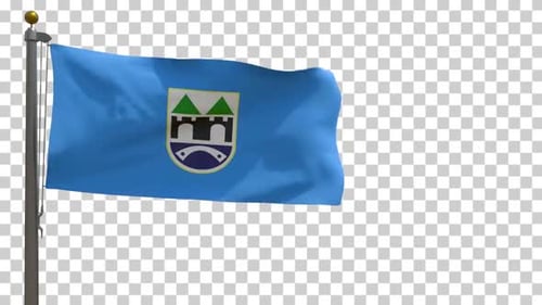 Realistic Waving Flag with Coat of Arms Emblem