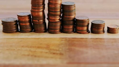 Close-up of stack of coins