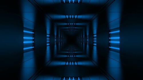 Blue Abstract Neon Tunnel