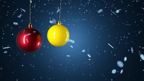 Festive Christmas Ornaments and Snow Animated Loop
