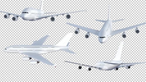 Flying Passenger Airplane Animation Pack with Alpha Channel