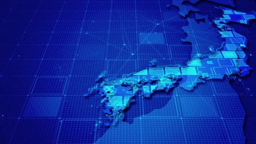 Futuristic Digital Map of Japan Reveal Animation